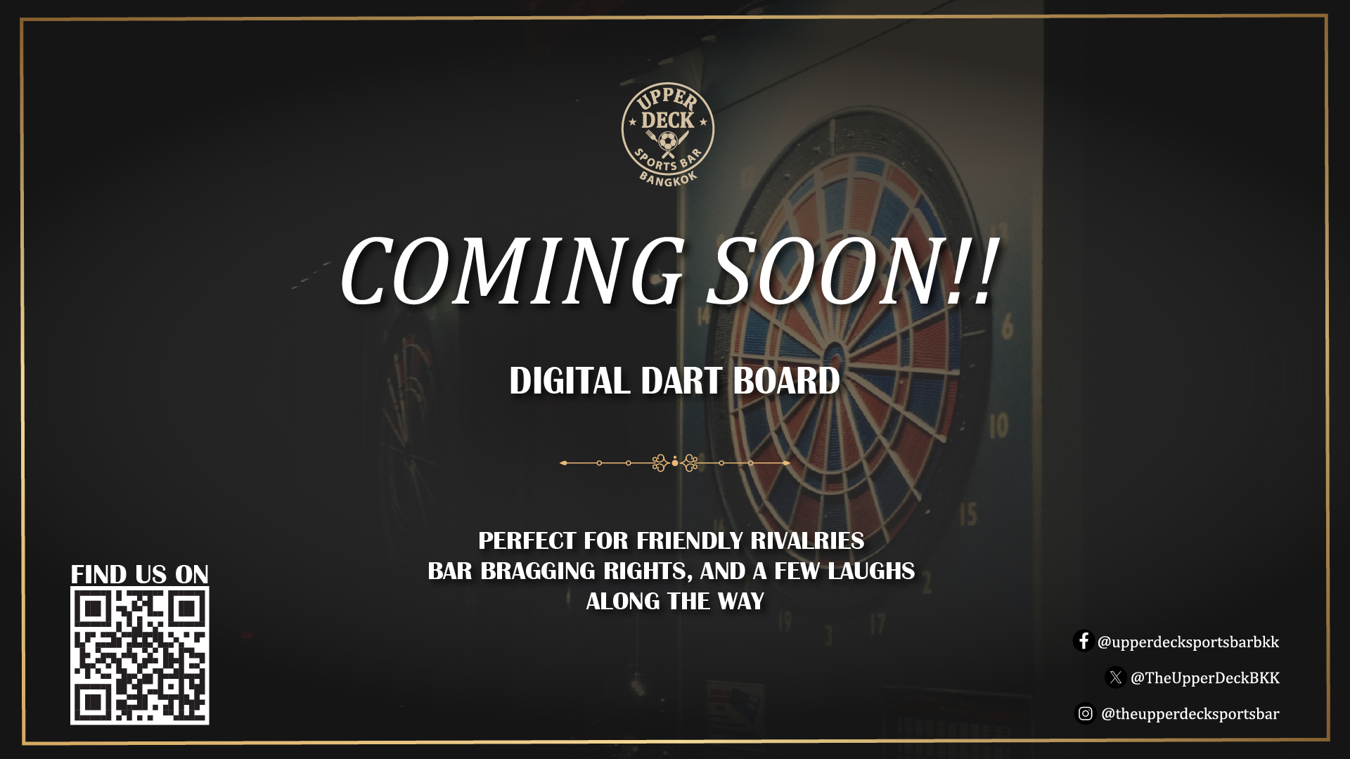 Image showing digital dart boards are coming soon at Upperdeck Bangkok