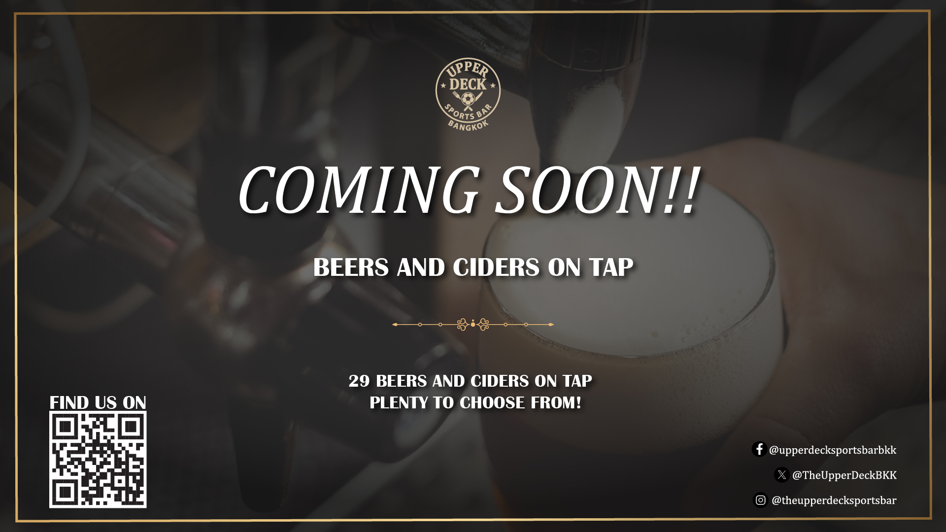 Image showing beers on tap coming soon to Upperdeck Soi 20