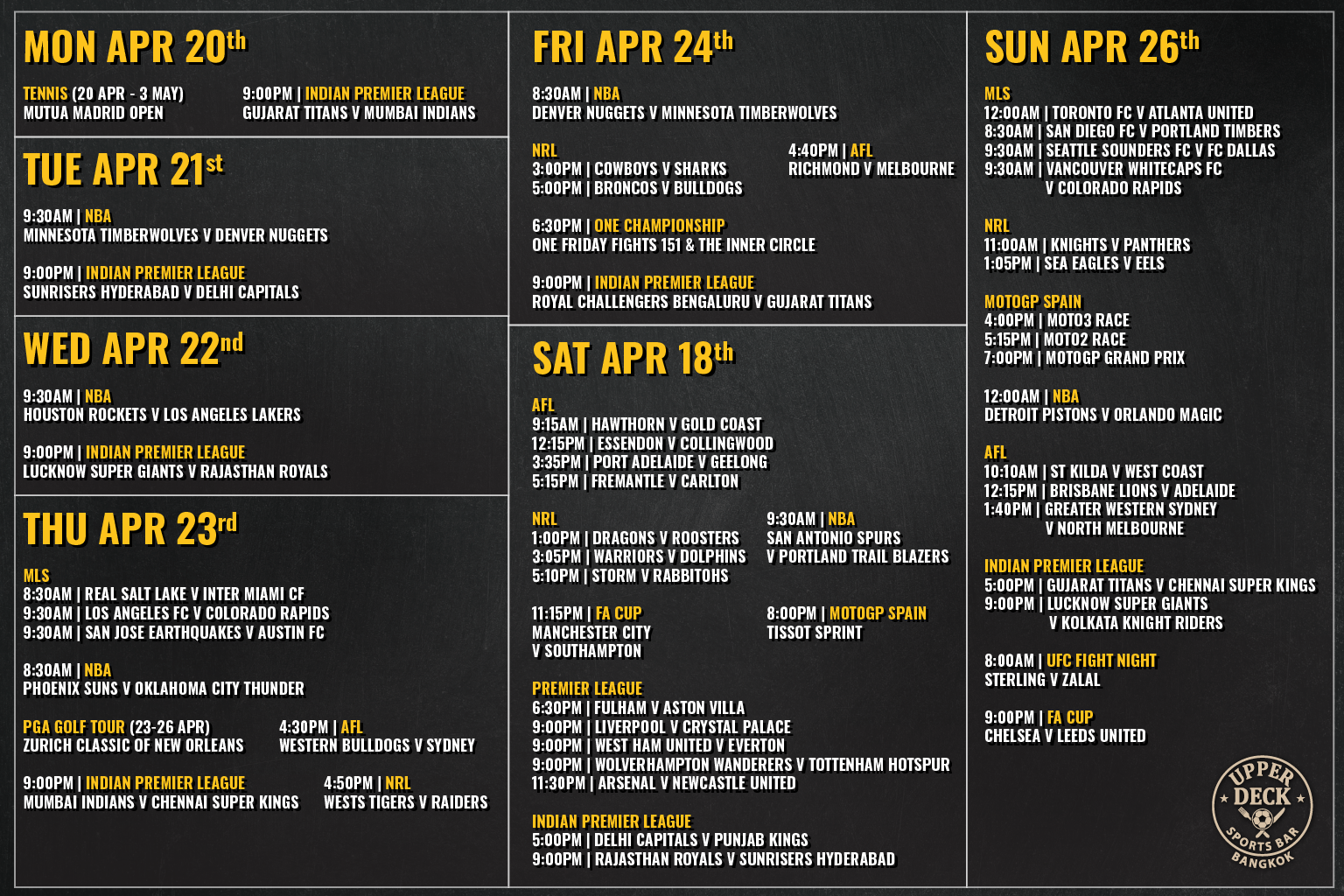 Fans watching live Premier League football at Upper Deck Sports Bar Bangkok rooftop